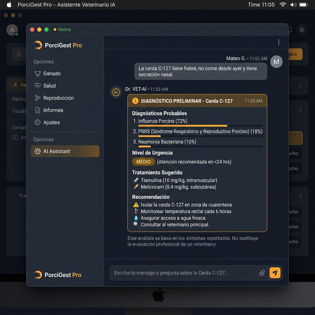 Asistente IA Veterinario con Gemini - diagnóstico inteligente para granja porcina por chat